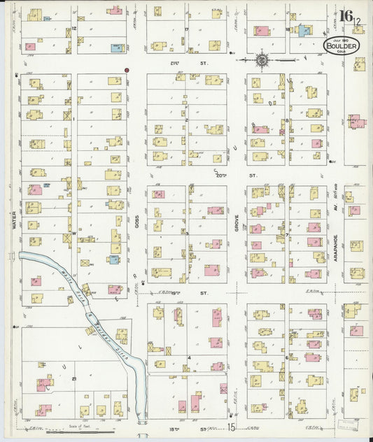 Sanborn Fire Insurance Map from Boulder, Boulder County, Colorado (1910), Sheet #0016 - Historic Sanborn Fire Insurance Map Print, vintage old map wall art, antique decor, genealogy gift, Colorado Colorado map