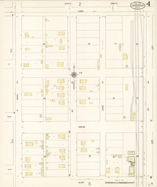 Sanborn Fire Insurance Map from Sandpoint, Bonner County, Idaho (1915), Sheet #0004 - Historic Sanborn Fire Insurance Map Print, vintage old map wall art, antique decor, genealogy gift, Idaho Idaho map