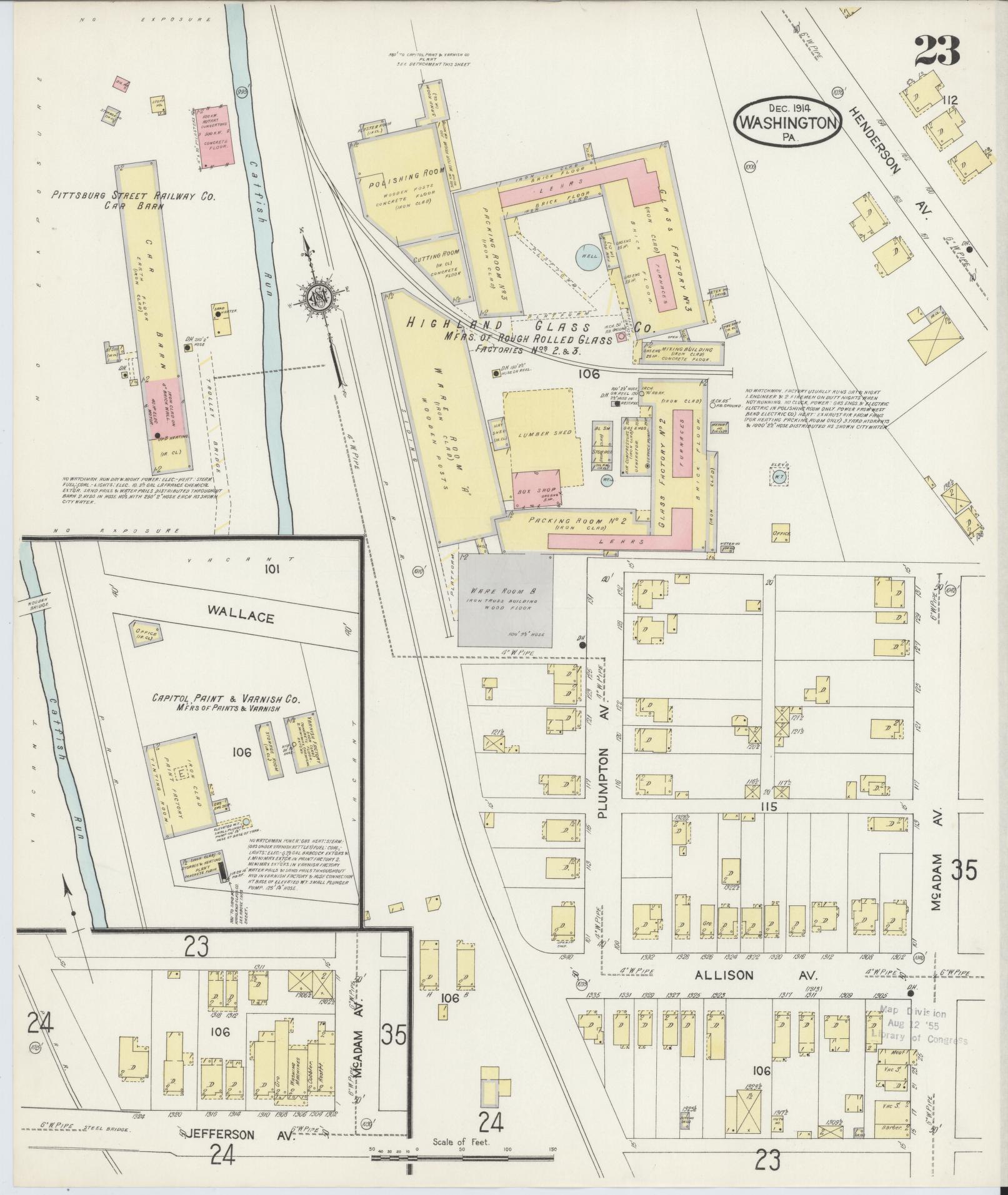 Sanborn Fire Insurance Map from Washington, Washington County, Pennsylvania (1914), Sheet #0023 - Historic Sanborn Fire Insurance Map Print, vintage old map wall art, antique decor, genealogy gift, Sanborn Fire Insurance Map from Washington Washington map