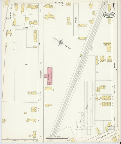 Sanborn Fire Insurance Map from Biddeford, York County, Maine (1912), Sheet #0003 - Complete Map Set gallery image, historic Sanborn map, vintage wall art, Maine Maine