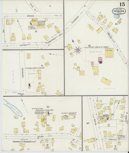 Sanborn Fire Insurance Map from Woburn, Middlesex County, Massachusetts (1894), Sheet #0015 - Complete Map Set gallery image, historic Sanborn map, vintage wall art, Massachusetts Massachusetts