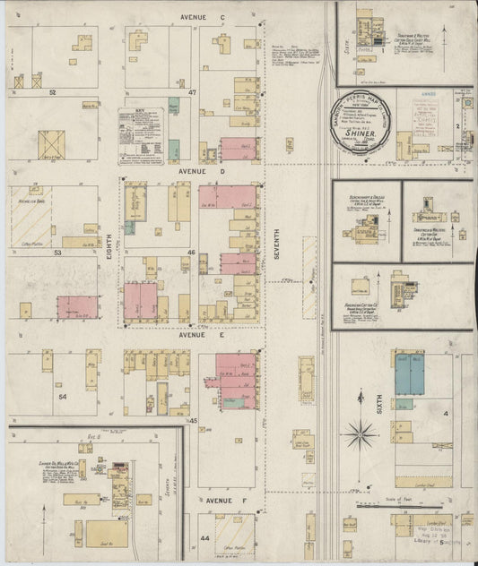 Sanborn Fire Insurance Map from Shiner, Lavaca County, Texas (1900), Sheet #0001 - Historic Sanborn Fire Insurance Map Print, vintage old map wall art, antique decor, genealogy gift, Texas Texas map