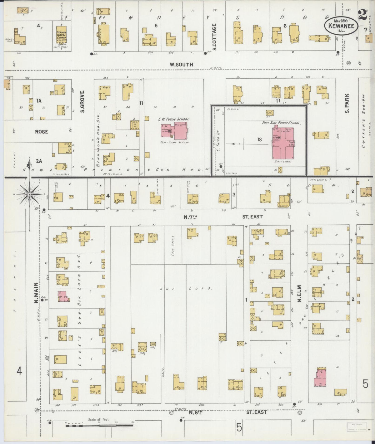 Sanborn Fire Insurance Map from Kewanee, Henry County, Illinois (1899), Sheet #0002 - Complete Map Set gallery image, historic Sanborn map, vintage wall art, Illinois Illinois