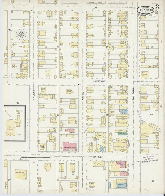 Sanborn Fire Insurance Map from Lansford, Carbon County, Pennsylvania (1896), Sheet #0003 - Historic Sanborn Fire Insurance Map Print, vintage old map wall art, antique decor, genealogy gift, Pennsylvania Pennsylvania map