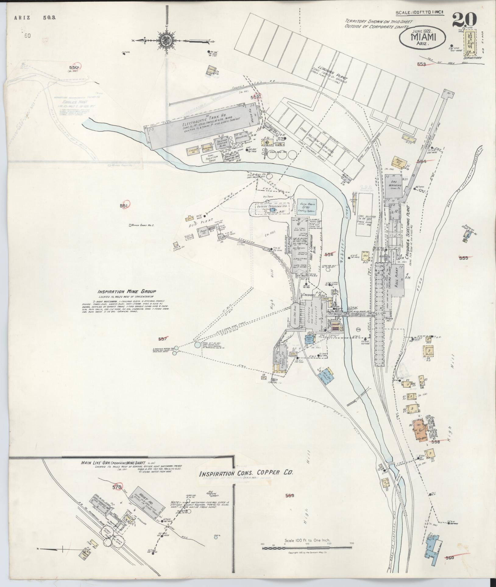 Sanborn Fire Insurance Map from Miami, Gila County, Arizona (1948), Sheet #0020 - Complete Map Set gallery image, historic Sanborn map, vintage wall art, Arizona Arizona