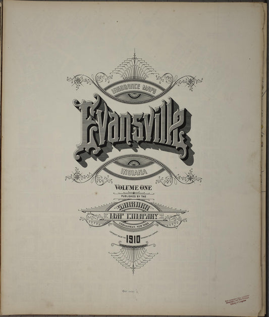 Sanborn Fire Insurance Map from Evansville, Vanderburgh County, Indiana (1910), Sheet #0001 - Complete Map Set gallery image, historic Sanborn map, vintage wall art, Indiana Indiana