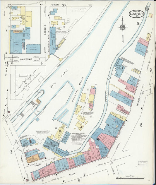 Sanborn Fire Insurance Map from Lockport, Niagara County, New York (1914), Sheet #0006 - Historic Sanborn Fire Insurance Map Print, vintage old map wall art, antique decor, genealogy gift, New York New York map