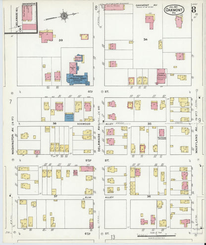 Sanborn Fire Insurance Map from Oakmont, Allegheny County, Pennsylvania (1921), Sheet #0008 - Complete Map Set gallery image, historic Sanborn map, vintage wall art, Pennsylvania Pennsylvania
