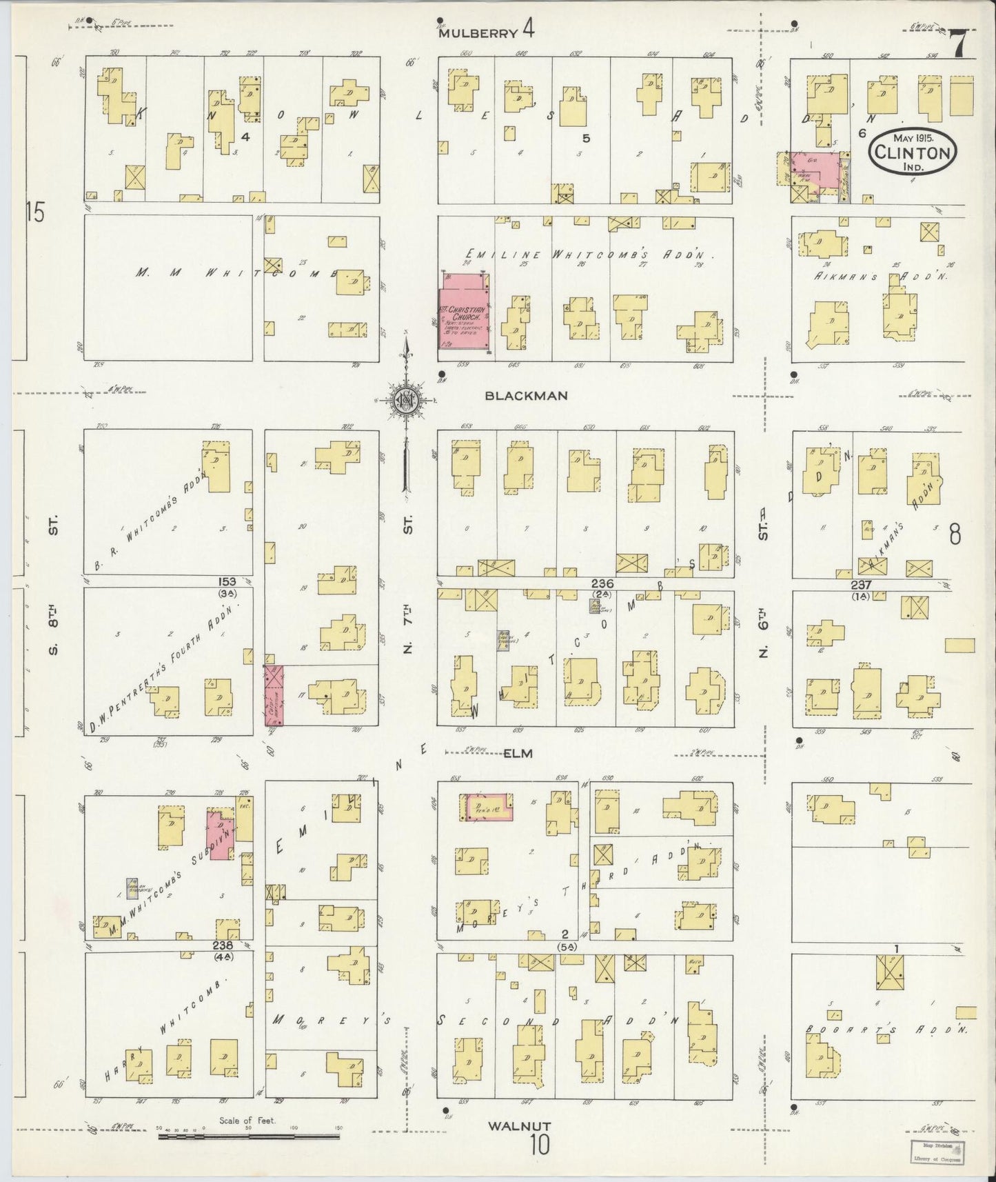 Sanborn Fire Insurance Map from Clinton, Vermillion County, Indiana (1915), Sheet #0007 - Complete Map Set gallery image, historic Sanborn map, vintage wall art, Indiana Indiana