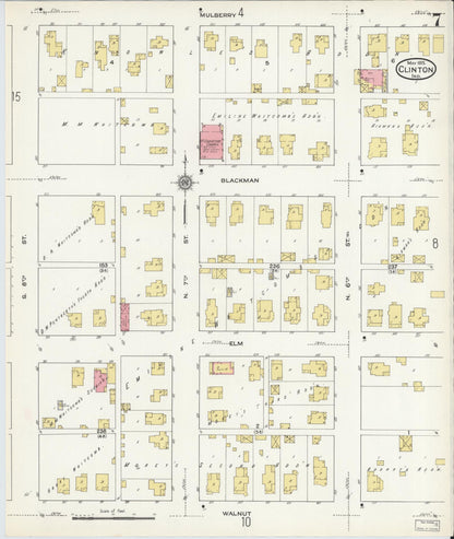 Sanborn Fire Insurance Map from Clinton, Vermillion County, Indiana (1915), Sheet #0007 - Complete Map Set gallery image, historic Sanborn map, vintage wall art, Indiana Indiana
