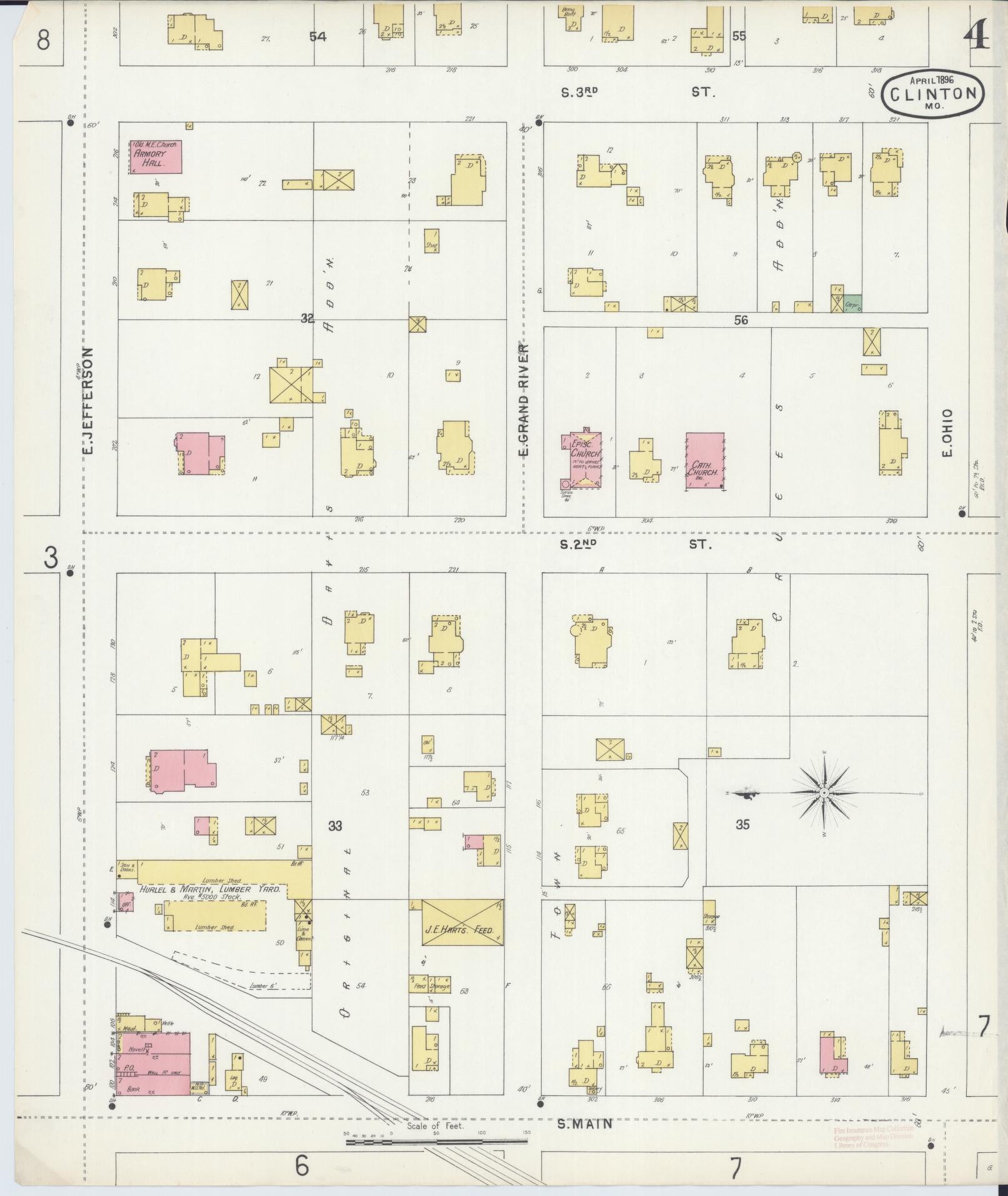 Sanborn Fire Insurance Map from Clinton, Henry County, Missouri (1896), Sheet #0004 - Complete Map Set gallery image, historic Sanborn map, vintage wall art, Missouri Missouri