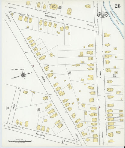 Sanborn Fire Insurance Map from Batavia, Genesee County, New York (1919), Sheet #0026 - Historic Sanborn Fire Insurance Map Print, vintage old map wall art, antique decor, genealogy gift, New York New York map