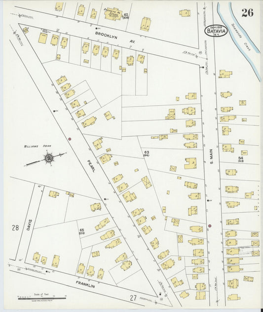Sanborn Fire Insurance Map from Batavia, Genesee County, New York (1919), Sheet #0026 - Historic Sanborn Fire Insurance Map Print, vintage old map wall art, antique decor, genealogy gift, New York New York map