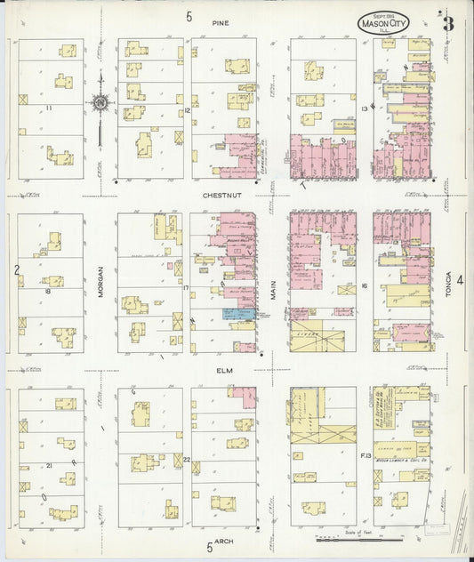 Sanborn Fire Insurance Map from Mason City, Mason County, Illinois (1914), Sheet #0003 - Historic Sanborn Fire Insurance Map Print, vintage old map wall art, antique decor, genealogy gift, Illinois Illinois map