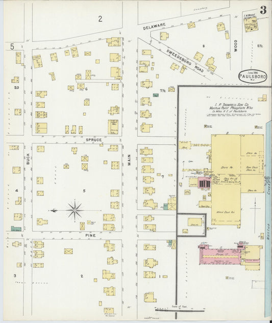 Sanborn Fire Insurance Map from Paulsboro, Gloucester County, New Jersey (1896), Sheet #0003 - Historic Sanborn Fire Insurance Map Print, vintage old map wall art, antique decor, genealogy gift, New Jersey New Jersey map