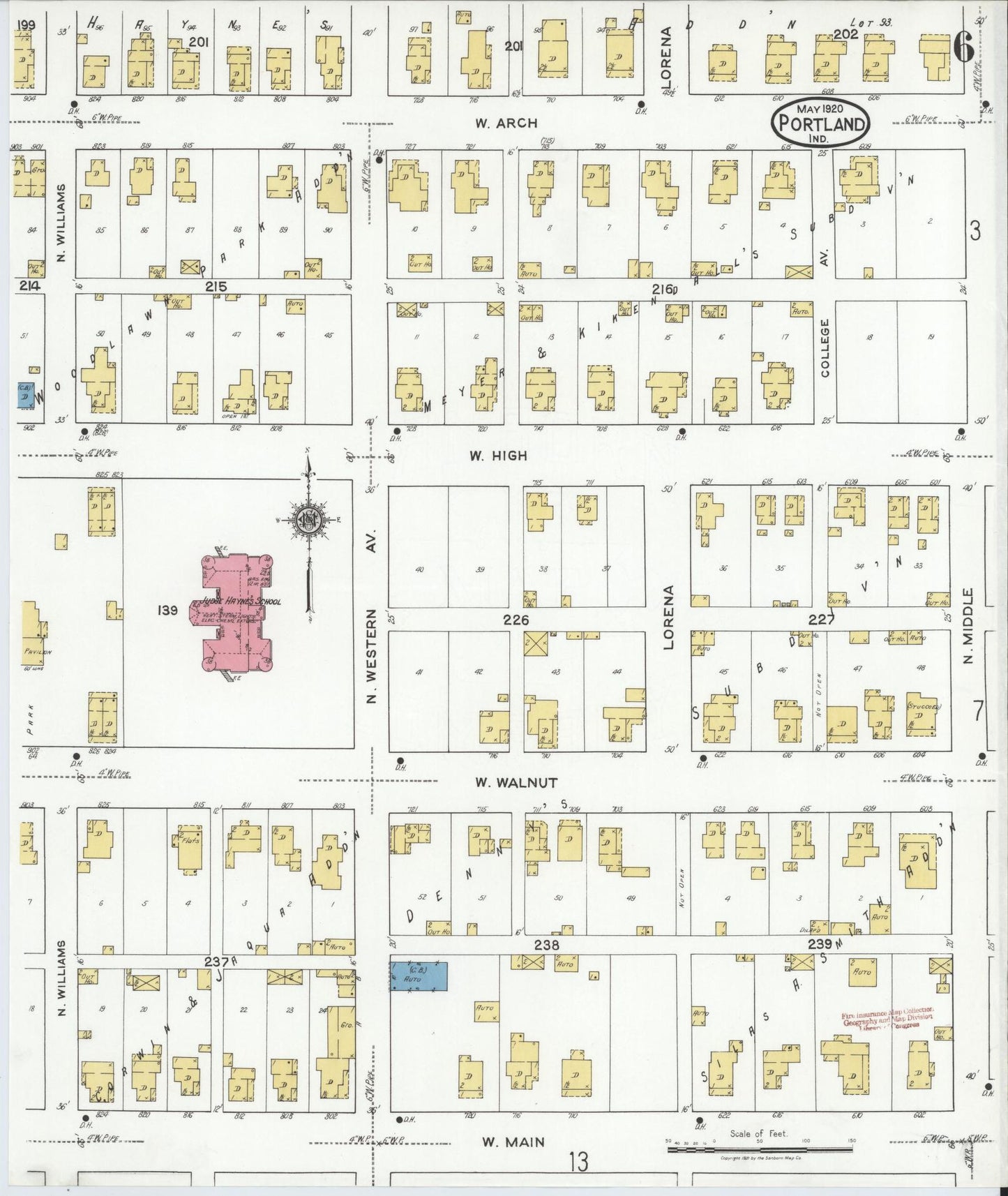 Sanborn Fire Insurance Map from Portland, Jay County, Indiana (1920), Sheet #0006 - Complete Map Set gallery image, historic Sanborn map, vintage wall art, Indiana Indiana