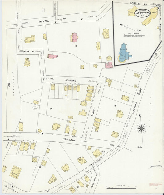 Sanborn Fire Insurance Map from Tarrytown, Westchester County, New York (1909), Sheet #0007 - Historic Sanborn Fire Insurance Map Print, vintage old map wall art, antique decor, genealogy gift, New York New York map
