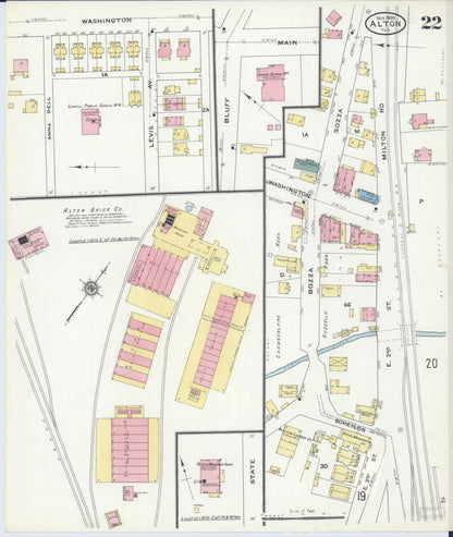 Sanborn Fire Insurance Map from Alton, Madison County, Illinois (1909), Sheet #0022 - Historic Sanborn Fire Insurance Map Print, vintage old map wall art, antique decor, genealogy gift, Illinois Illinois map