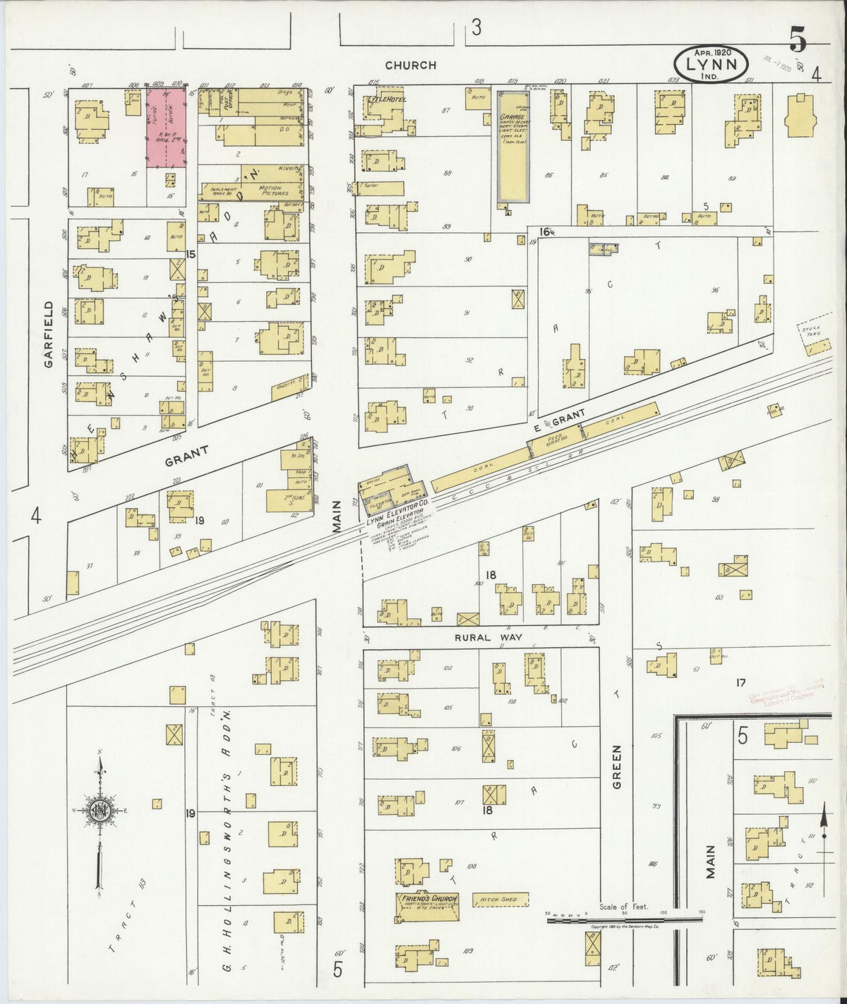 Sanborn Fire Insurance Map from Lynn, Randolph County, Indiana (1920), Sheet #0005 - Historic Sanborn Fire Insurance Map Print, vintage old map wall art, antique decor, genealogy gift, Indiana Indiana map