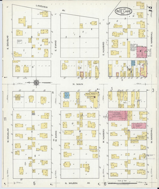 Sanborn Fire Insurance Map from Rice Lake, Barron County, Wisconsin (1917), Sheet #0002 - Historic Sanborn Fire Insurance Map Print, vintage old map wall art, antique decor, genealogy gift, Wisconsin Wisconsin map
