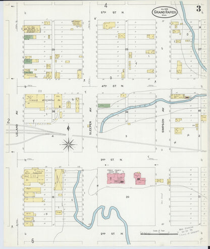 Sanborn Fire Insurance Map from Grand Rapids, Itasca County, Minnesota (1908), Sheet #0003 - Historic Sanborn Fire Insurance Map Print, vintage old map wall art, antique decor, genealogy gift, Minnesota Minnesota map