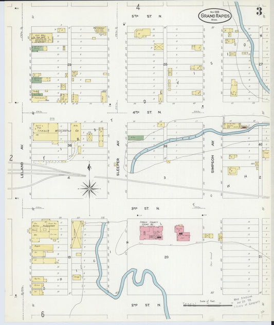 Sanborn Fire Insurance Map from Grand Rapids, Itasca County, Minnesota (1908), Sheet #0003 - Historic Sanborn Fire Insurance Map Print, vintage old map wall art, antique decor, genealogy gift, Minnesota Minnesota map