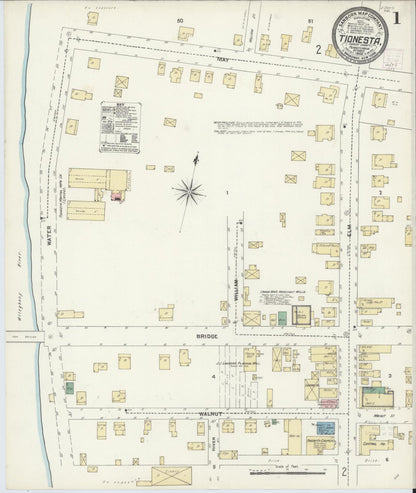 Sanborn Fire Insurance Map from Tionesta, Forest County, Pennsylvania (1906), Sheet #0001 - Historic Sanborn Fire Insurance Map Print, vintage old map wall art, antique decor, genealogy gift, Pennsylvania Pennsylvania map