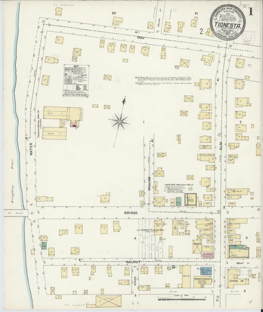 Sanborn Fire Insurance Map from Tionesta, Forest County, Pennsylvania (1906), Sheet #0001 - Historic Sanborn Fire Insurance Map Print, vintage old map wall art, antique decor, genealogy gift, Pennsylvania Pennsylvania map