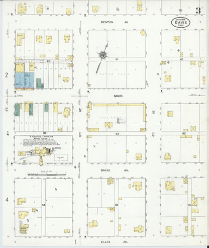 Sanborn Fire Insurance Map from Davis, Murray County, Oklahoma (1909), Sheet #0003 - Complete Map Set gallery image, historic Sanborn map, vintage wall art, Oklahoma Oklahoma