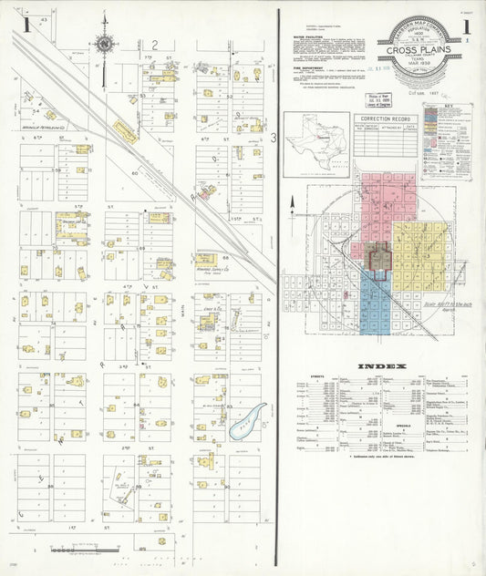 Sanborn Fire Insurance Map from Cross Plains, Callahan County, Texas (1939), Sheet #0001 - Historic Sanborn Fire Insurance Map Print, vintage old map wall art, antique decor, genealogy gift, Texas Texas map