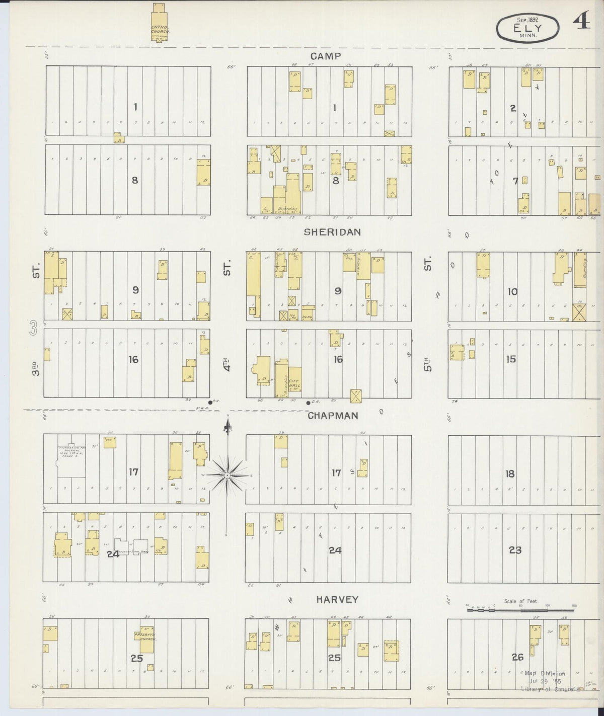 Sanborn Fire Insurance Map from Ely, Saint Louis County, Minnesota (1892), Sheet #0004 - Historic Sanborn Fire Insurance Map Print, vintage old map wall art, antique decor, genealogy gift, Minnesota Minnesota map