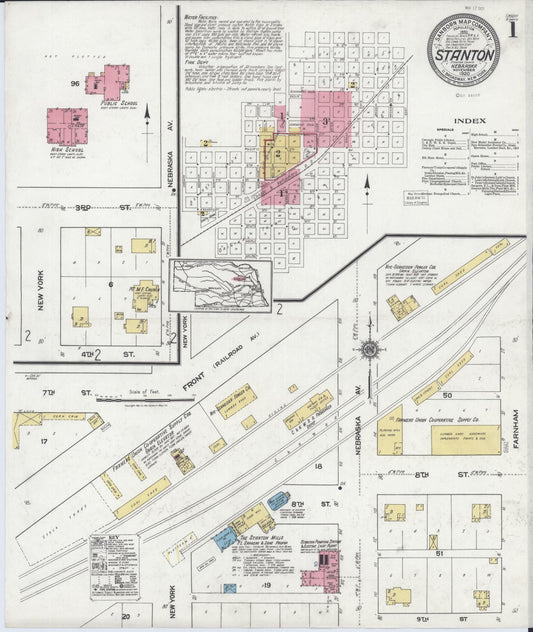 Sanborn Fire Insurance Map from Stanton, Stanton County, Nebraska (1920), Sheet #0001 - Historic Sanborn Fire Insurance Map Print, vintage old map wall art, antique decor, genealogy gift, Nebraska Nebraska map