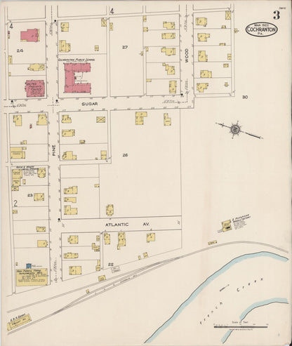 Sanborn Fire Insurance Map from Cochranton, Crawford County, Pennsylvania (1922), Sheet #0003 - Historic Sanborn Fire Insurance Map Print, vintage old map wall art, antique decor, genealogy gift, Pennsylvania Pennsylvania map