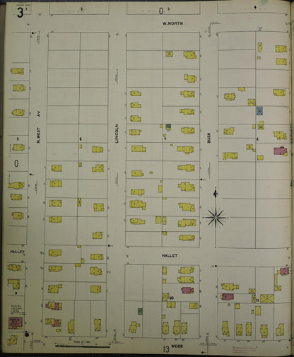 Sanborn Fire Insurance Map from Jackson, Jackson County, Michigan (1907), Sheet #0003 - Complete Map Set gallery image, historic Sanborn map, vintage wall art, Michigan Michigan