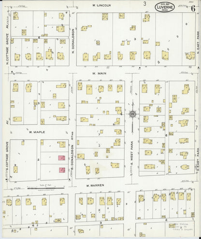 Sanborn Fire Insurance Map from Luverne, Rock County, Minnesota (1921), Sheet #0006 - Complete Map Set gallery image, historic Sanborn map, vintage wall art, Minnesota Minnesota