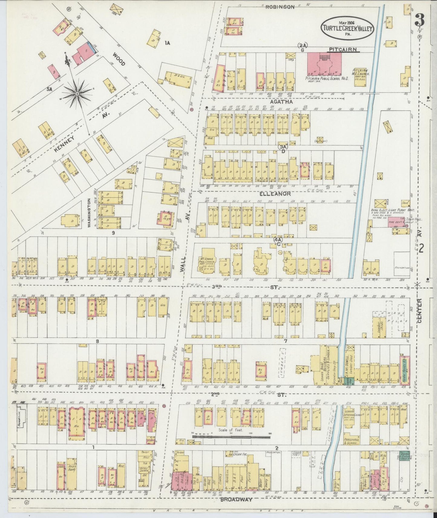 Sanborn Fire Insurance Map from Turtle Creek Valley, Allegheny County, Pennsylvania (1906), Sheet #0003 - Complete Map Set gallery image, historic Sanborn map, vintage wall art, Pennsylvania Pennsylvania