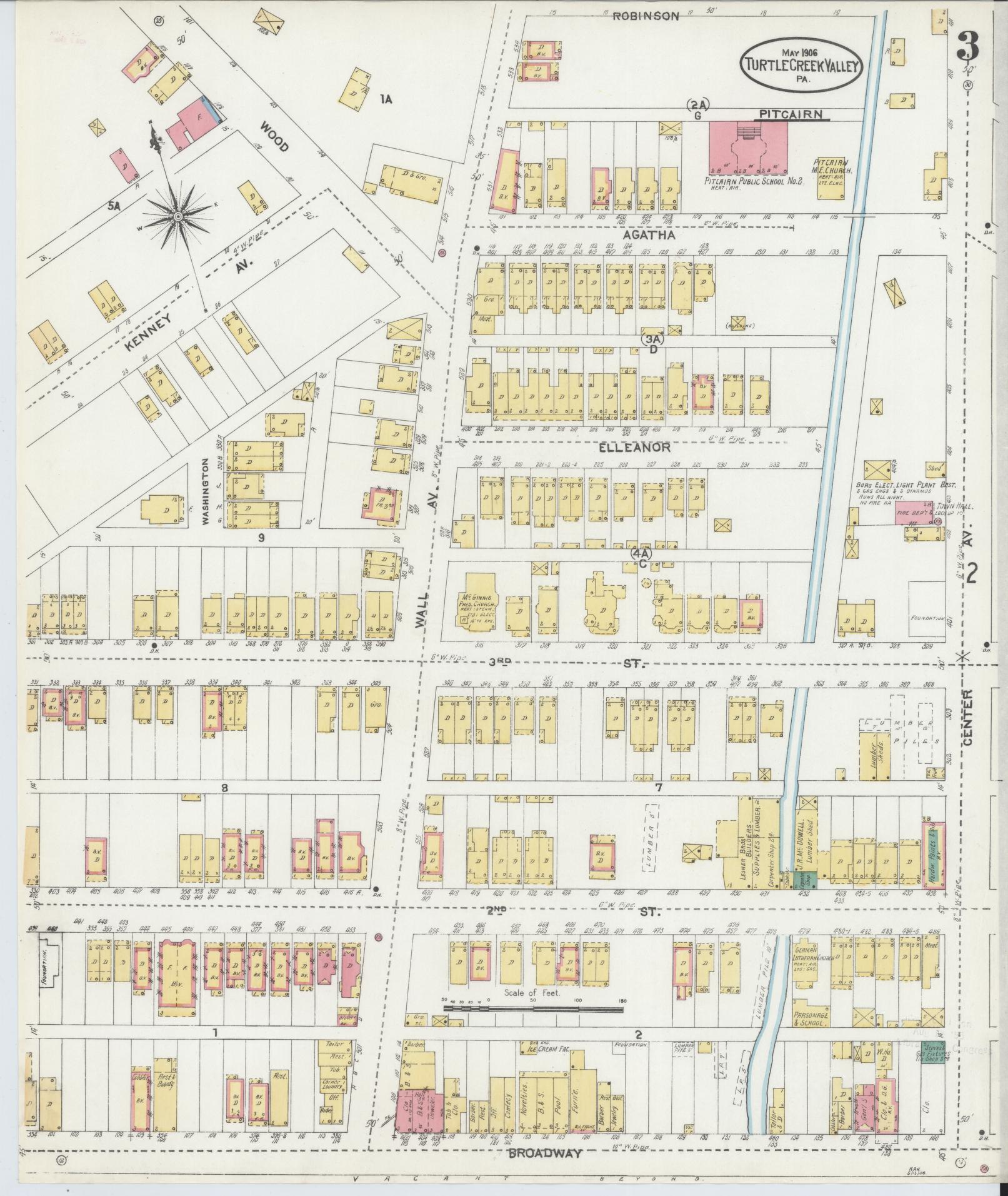 Sanborn Fire Insurance Map from Turtle Creek Valley, Allegheny County, Pennsylvania (1906), Sheet #0003 - Complete Map Set gallery image, historic Sanborn map, vintage wall art, Pennsylvania Pennsylvania