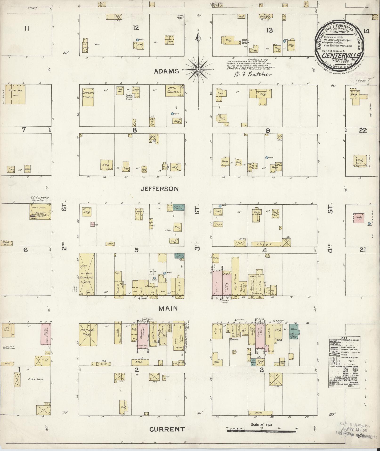 Sanborn Fire Insurance Map from Centerville, Umatilla County, Oregon (1888), Sheet #0001 - Historic Sanborn Fire Insurance Map Print, vintage old map wall art, antique decor, genealogy gift, Oregon Oregon map