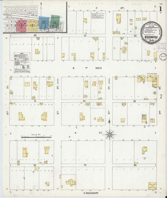 Sanborn Fire Insurance Map from Woodward, Woodward County, Oklahoma (1901), Sheet #0001 - Complete Map Set gallery image, historic Sanborn map, vintage wall art, Oklahoma Oklahoma