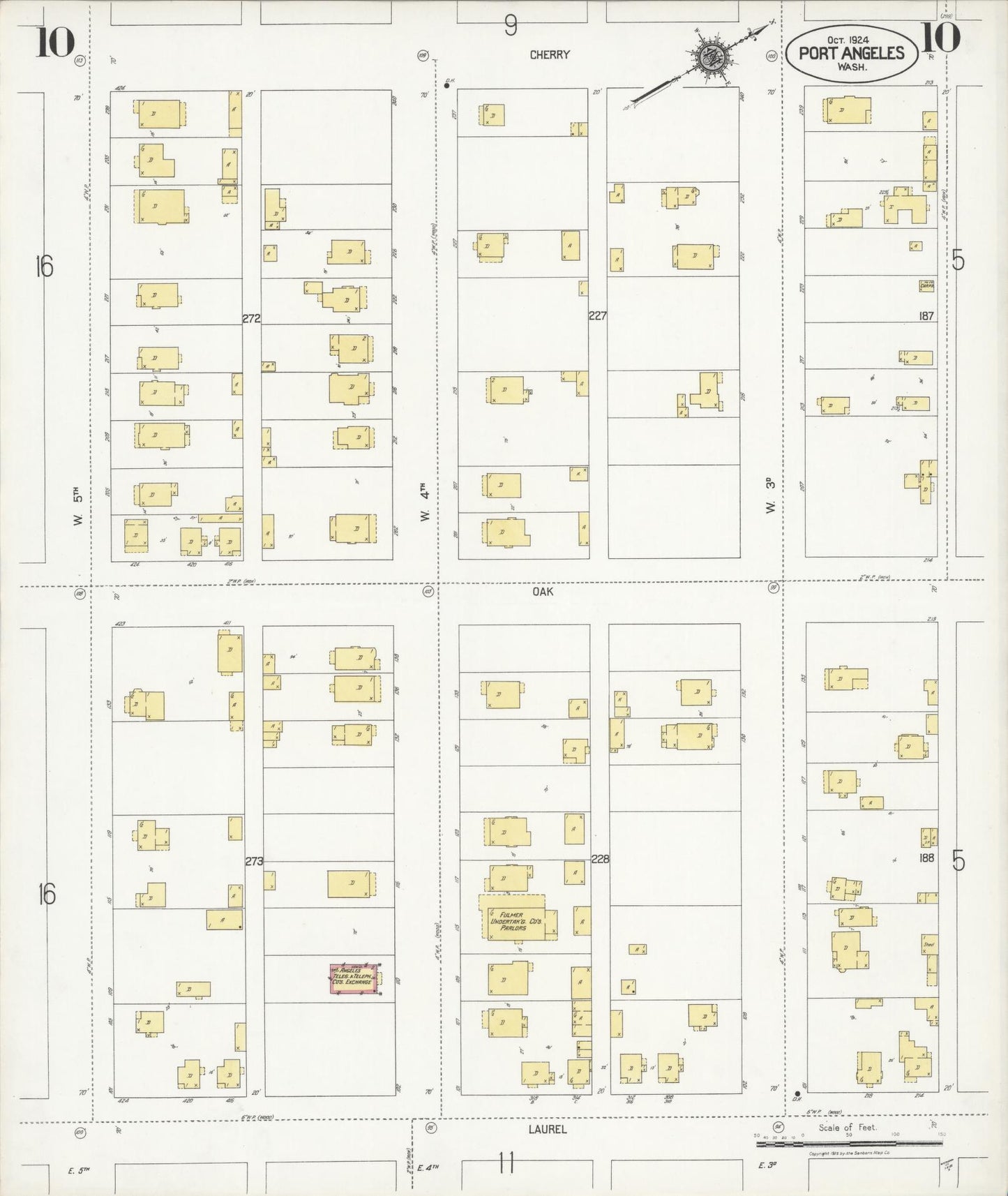 Sanborn Fire Insurance Map from Port Angeles, Clallam County, Washington (1924), Sheet #0010 - Complete Map Set gallery image, historic Sanborn map, vintage wall art, Washington Washington