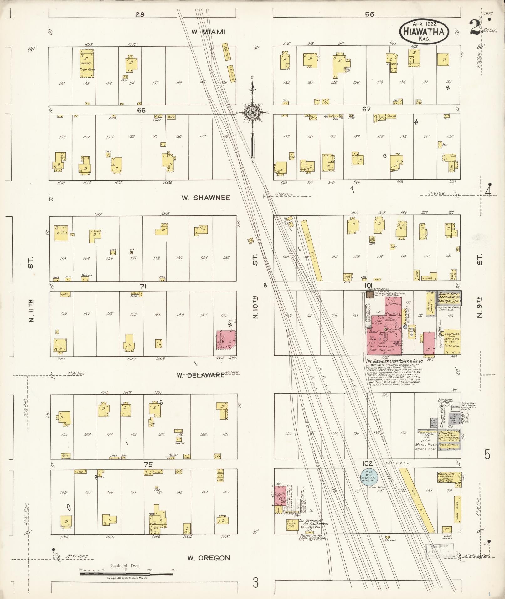 Sanborn Fire Insurance Map from Hiawatha, Brown County, Kansas (1922), Sheet #0002 - Historic Sanborn Fire Insurance Map Print, vintage old map wall art, antique decor, genealogy gift, Kansas Kansas map