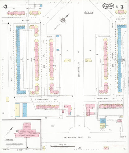 Sanborn Fire Insurance Map from Claymont, New Castle County, Delaware (1927), Sheet #0003 - Complete Map Set gallery image, historic Sanborn map, vintage wall art, Delaware Delaware