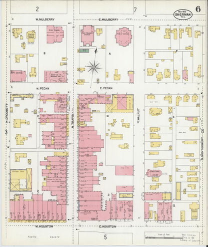 Sanborn Fire Insurance Map from Sherman, Grayson County, Texas (1902), Sheet #0006 - Complete Map Set gallery image, historic Sanborn map, vintage wall art, Texas Texas