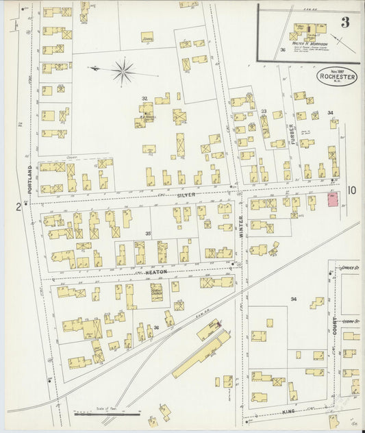 Sanborn Fire Insurance Map from Rochester, Strafford County, New Hampshire (1897), Sheet #0003 - Historic Sanborn Fire Insurance Map Print, vintage old map wall art, antique decor, genealogy gift, New Hampshire New Hampshire map