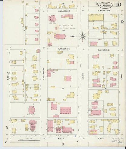 Sanborn Fire Insurance Map from Mount Vernon, Knox County, Ohio (1897), Sheet #0010 - Historic Sanborn Fire Insurance Map Print, vintage old map wall art, antique decor, genealogy gift, Ohio Ohio map