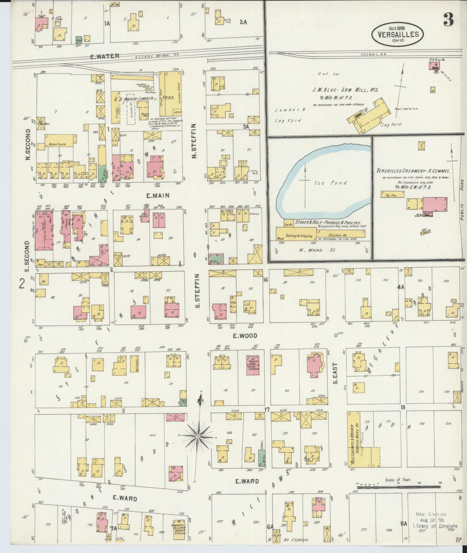 Sanborn Fire Insurance Map from Versailles, Darke County, Ohio (1898), Sheet #0003 - Historic Sanborn Fire Insurance Map Print, vintage old map wall art, antique decor, genealogy gift, Ohio Ohio map