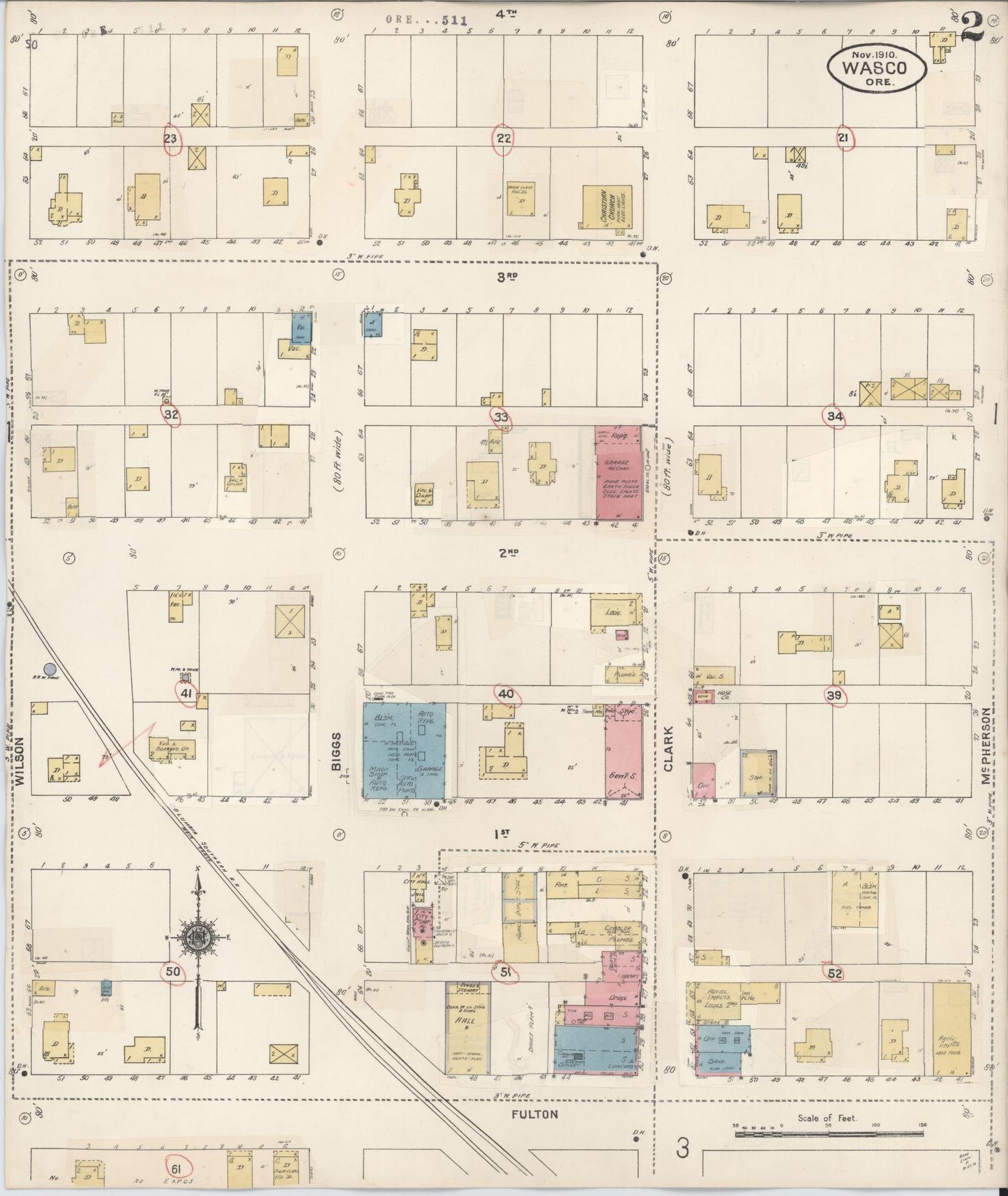 Sanborn Fire Insurance Map from Wasco, Sherman County, Oregon (1931), Sheet #0002 - Complete Map Set gallery image, historic Sanborn map, vintage wall art, Oregon Oregon