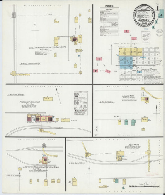 Sanborn Fire Insurance Map from Hibbing, Saint Louis County, Minnesota (1900), Sheet #0001 - Historic Sanborn Fire Insurance Map Print, vintage old map wall art, antique decor, genealogy gift, Minnesota Minnesota map