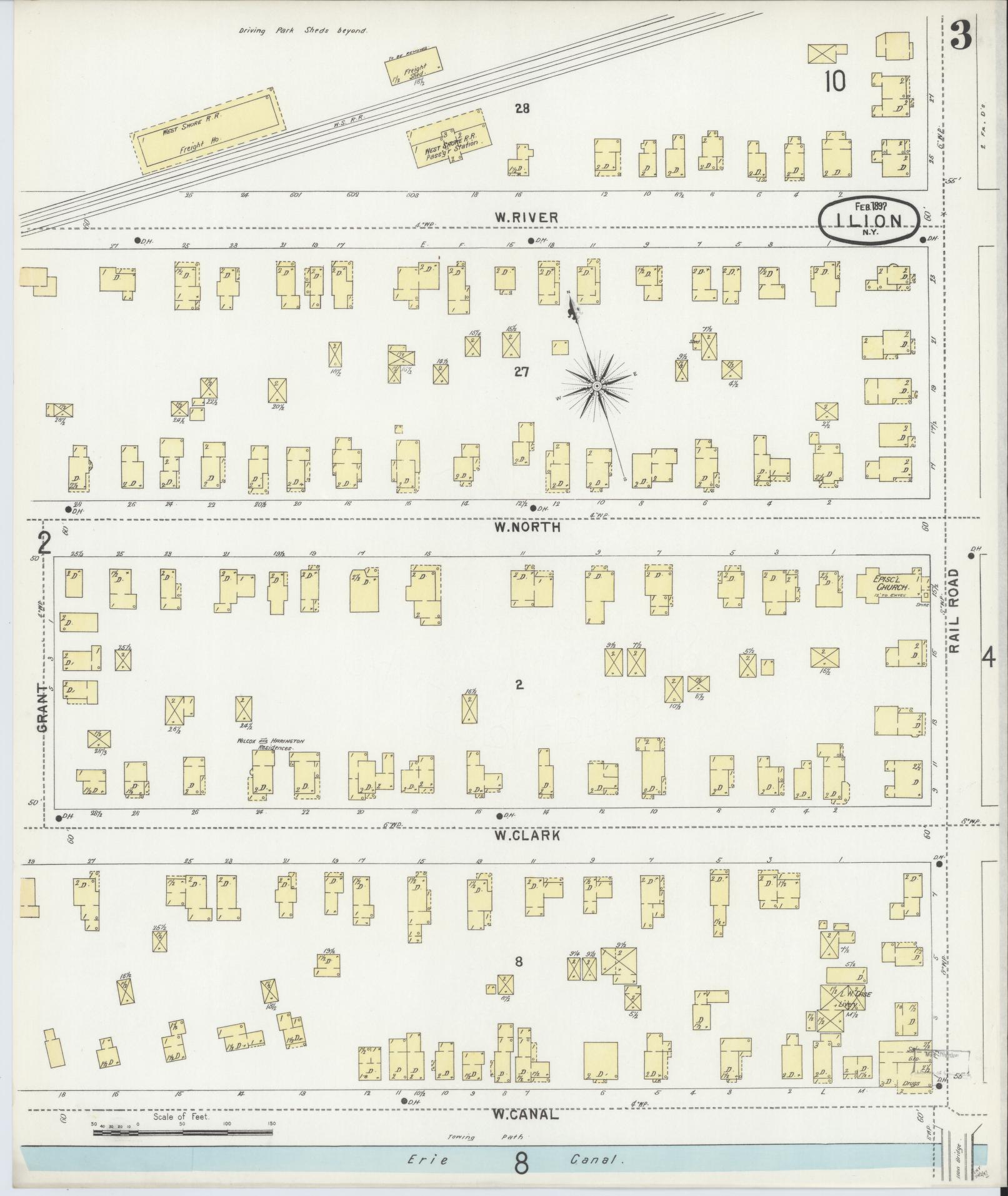 Sanborn Fire Insurance Map from Ilion, Herkimer County, New York (1897), Sheet #0003 - Historic Sanborn Fire Insurance Map Print, vintage old map wall art, antique decor, genealogy gift, New York New York map