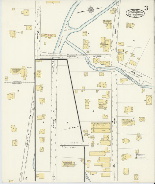 Sanborn Fire Insurance Map from Fleischmanns, Delaware County, New York (1912), Sheet #0003 - Historic Sanborn Fire Insurance Map Print, vintage old map wall art, antique decor, genealogy gift, New York New York map